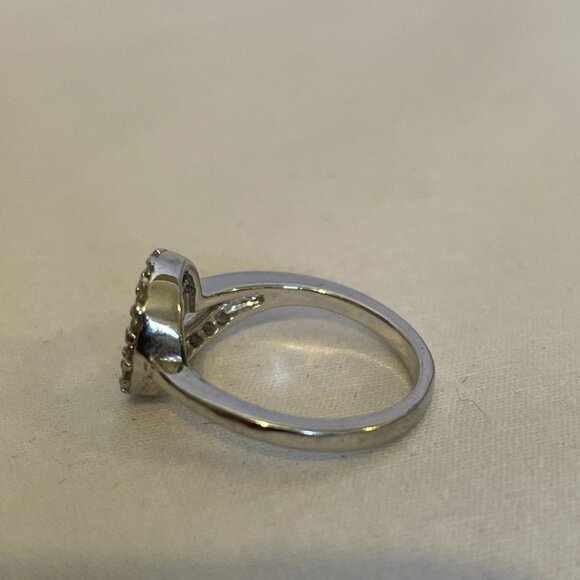 Teardrop Swirl Silver Tone Clear Stone Pinky Ring Size 4.75 Small Sparkle Child - Picture 8 of 12